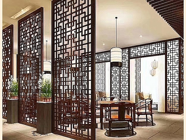 家装仿古镂空门窗、隔断