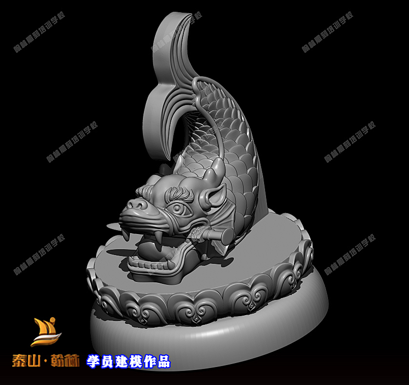 龙鱼圆雕设计作品