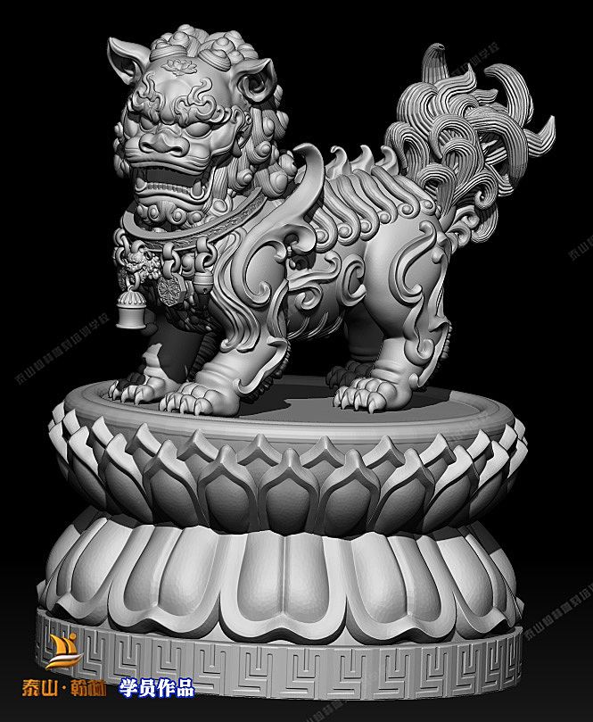 石狮子圆雕设计作品