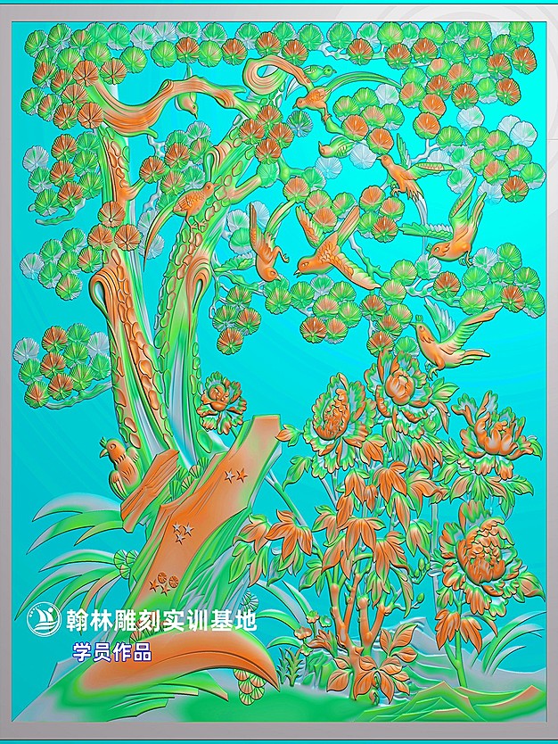 松树牡丹鸟