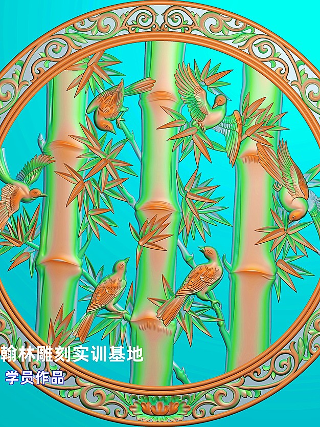 竹子、花鸟